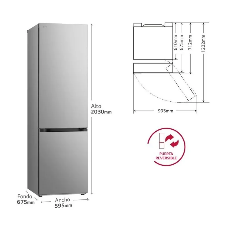 Frigorifero combinato LG GBV5240DPY 203 cm No Frost inox MetalFresh classe D