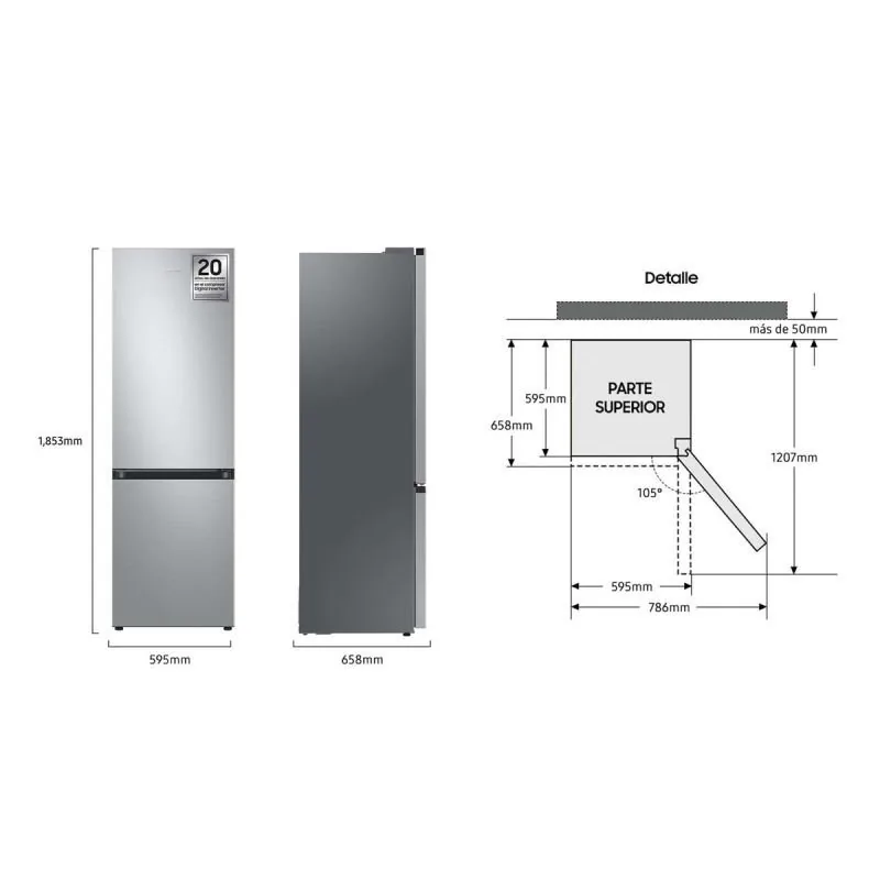Frigorifero combinato Samsung RB34C600CSA 344 litri No Frost inox classe C