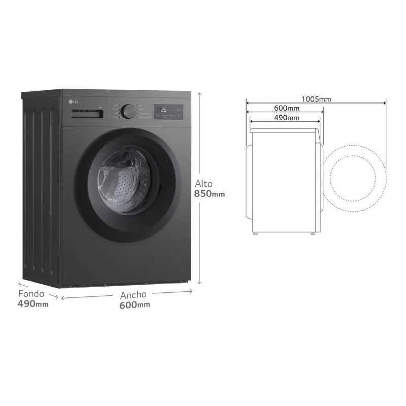 Lavatrice LG F4A1009NDK 9 kg 1400 rpm grafite con tapa extra