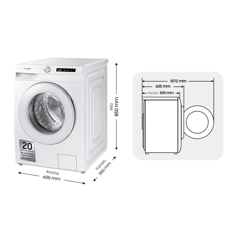 Lavatrice Samsung WW12T504DTW 12 kg 1400 rpm Bianco