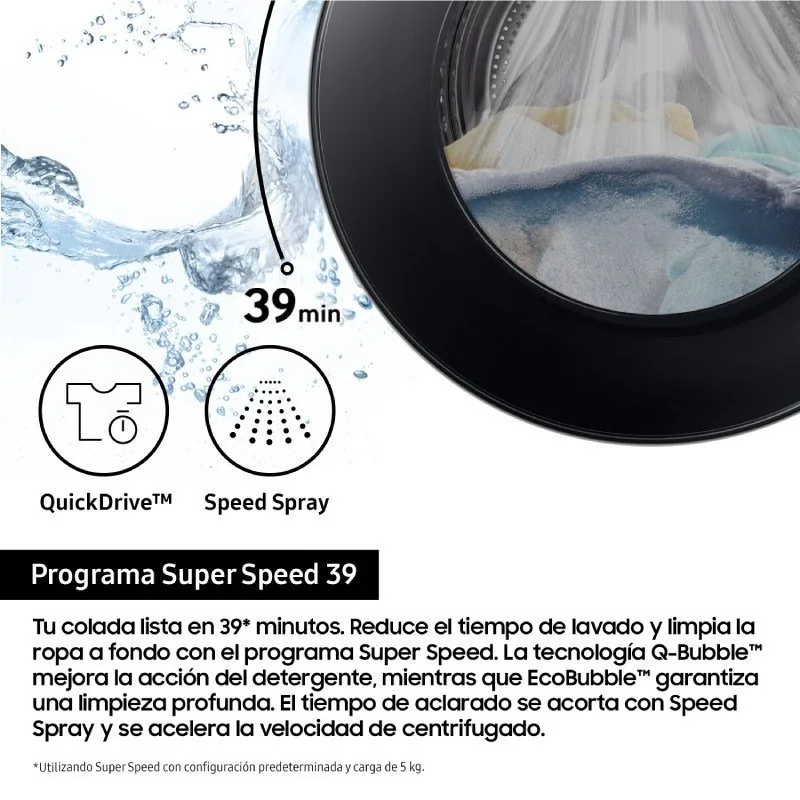 Lavatrice Samsung WW90DG5G34AEEC 9 kg 1400 rpm Bianco