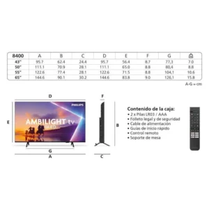 Televisore Philips 43" 43PUS8400 UHD QLED Smart TV Ambilight