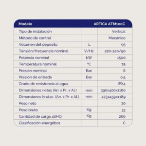Scaldabagno elettrico Artica ATM100C 100 litri classe C
