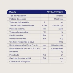 scaldabagno elettrico Artica ATM500C 50 litri classe C